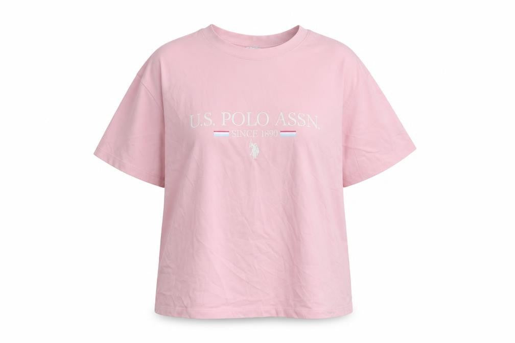 U.S. Polo Assn. Womens Pink Cotton Crew Neck T-Shirt Size 14