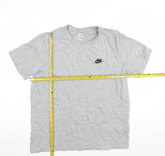 Nike Men's Grey Cotton Crew Neck Short Sleeve Sports T-Shirt M