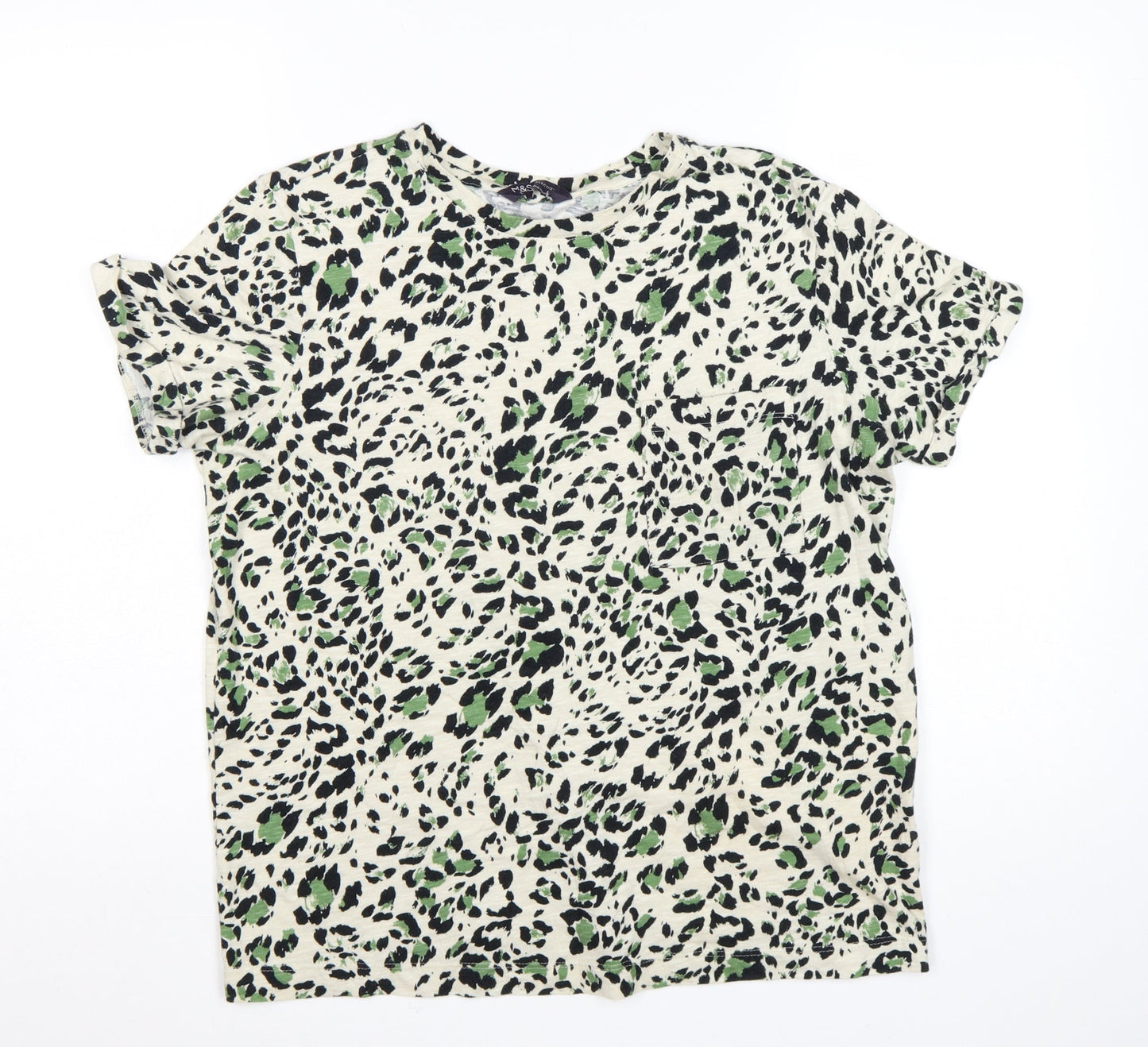Marks and Spencer Womens Multicoloured Animal Print Cotton T-Shirt Size 12