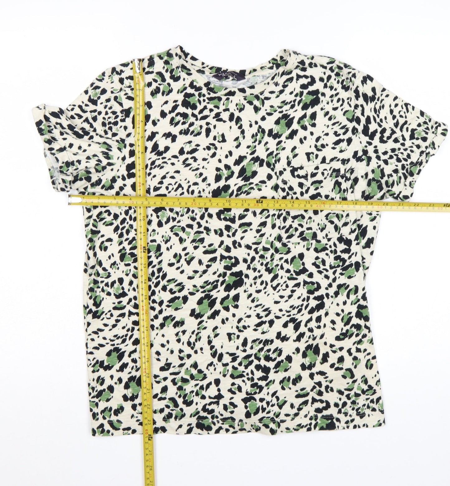 Marks and Spencer Womens Multicoloured Animal Print Cotton T-Shirt Size 12