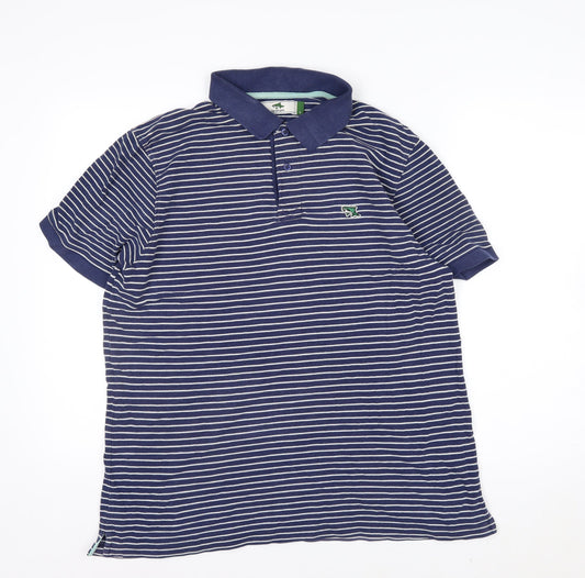 Le Shark Men's Blue Striped Polo Shirt Size L Cotton Casual