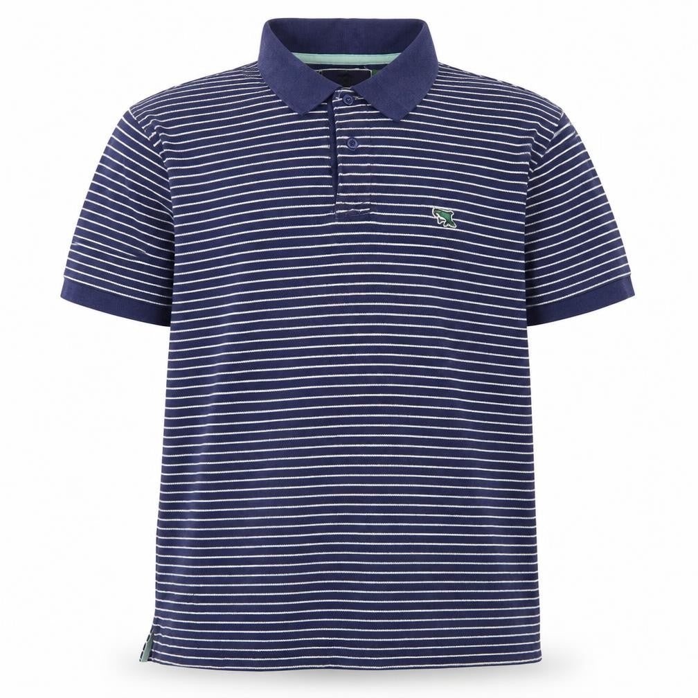 Le Shark Men's Blue Striped Polo Shirt Size L Cotton Casual