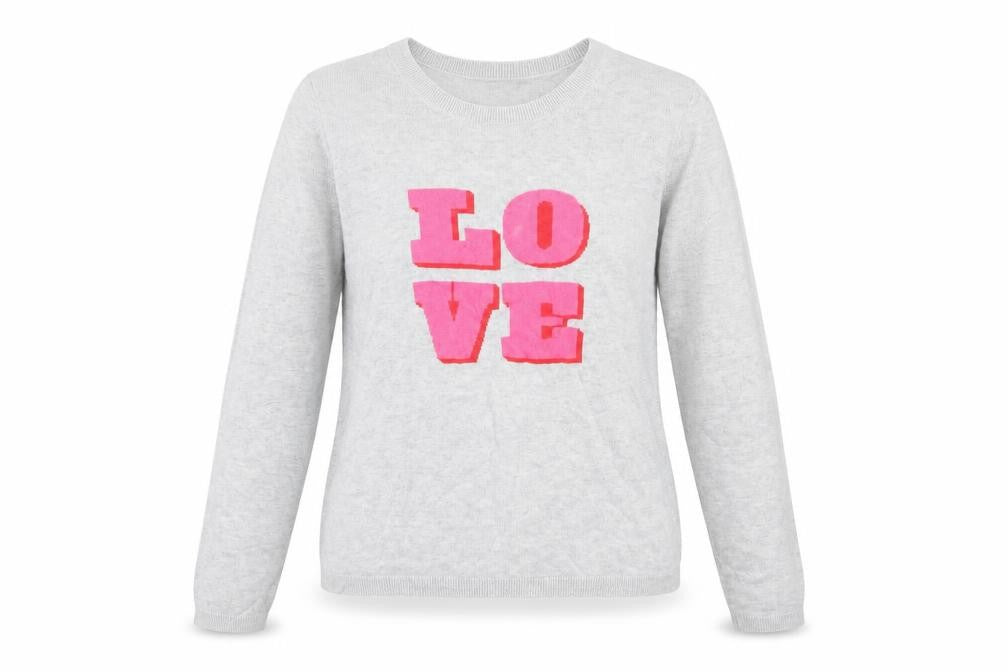 Hush Womens Grey Love Crew Neck Cotton Modal Pullover Jumper XS