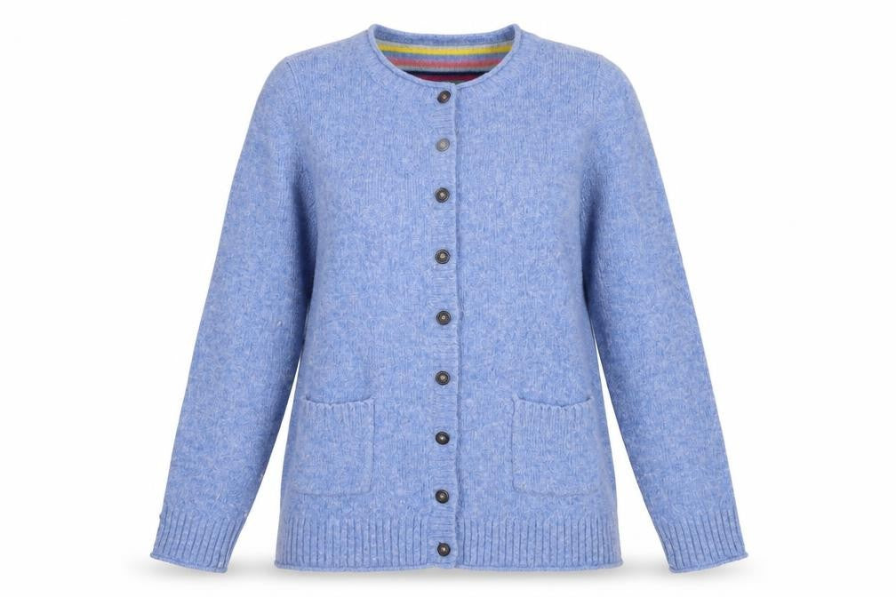 Arabella & Addison Women Blue Heart Elbow Cardigan Size 10 Wool Mix