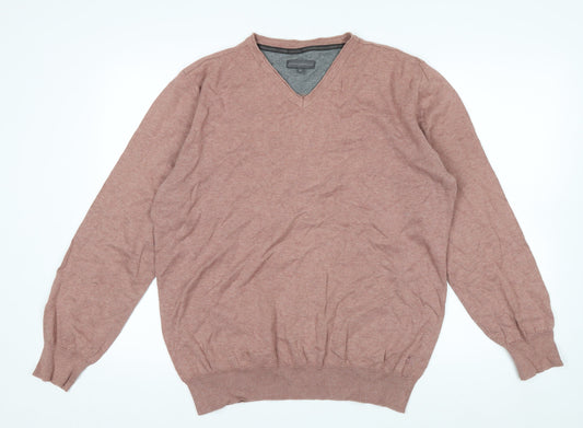Rocha John Rocha Men's Brown Cotton V-Neck Jumper XL