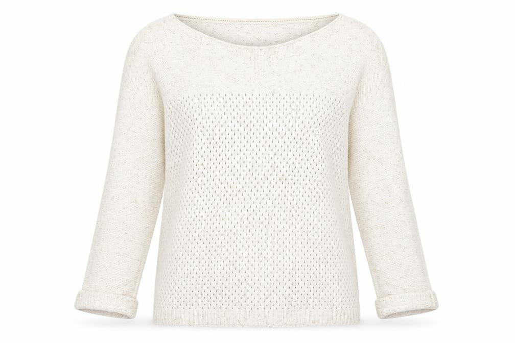 Fat Face Women's Ivory Cotton Open-Knit Jumper Size 8