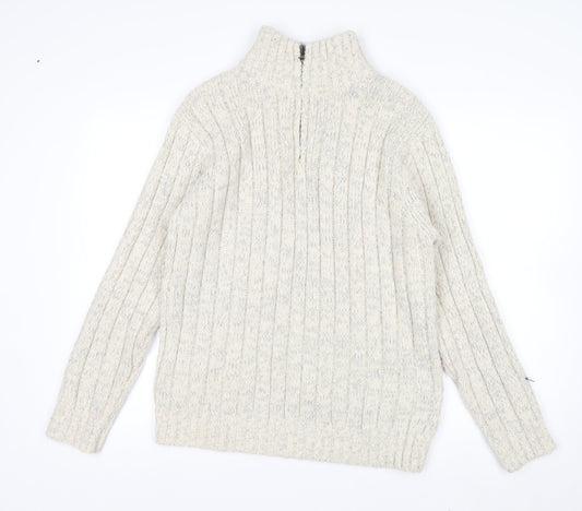 North Coast Men’s Beige 1/2 Zip Cable Knit Jumper M