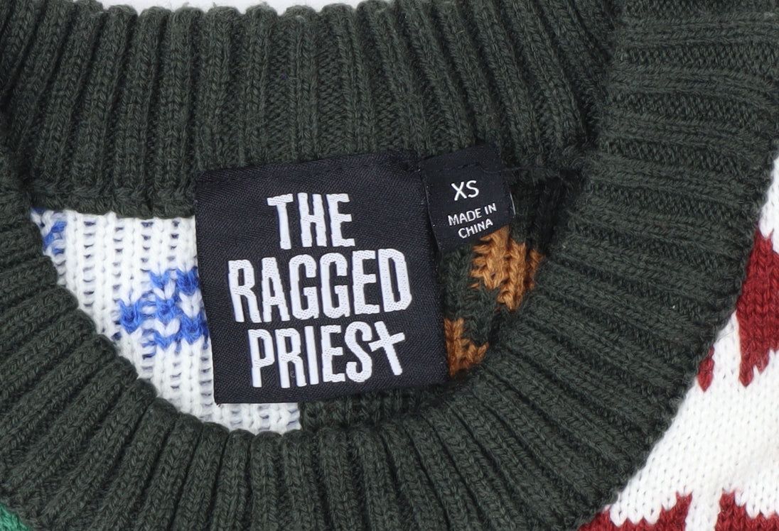 The Ragged Priest Men's Multicoloured XS Graphic Knit Pullover Jumper