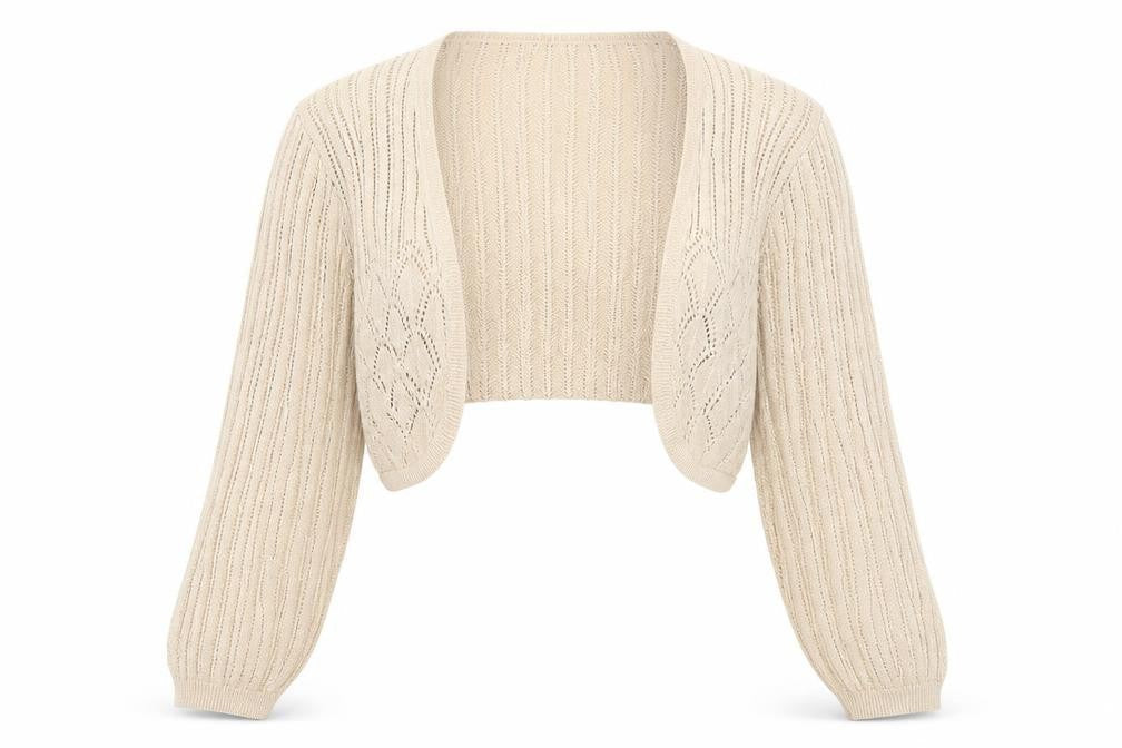 Monsoon Women Beige Cotton Knit Shrug Cardigan Size 10