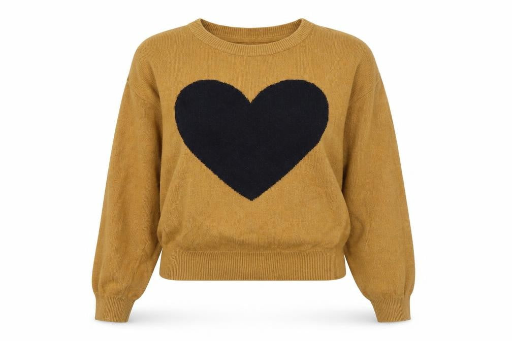 Gap Womens Kids Brown Heart Knit Crew Neck Jumper Size 10