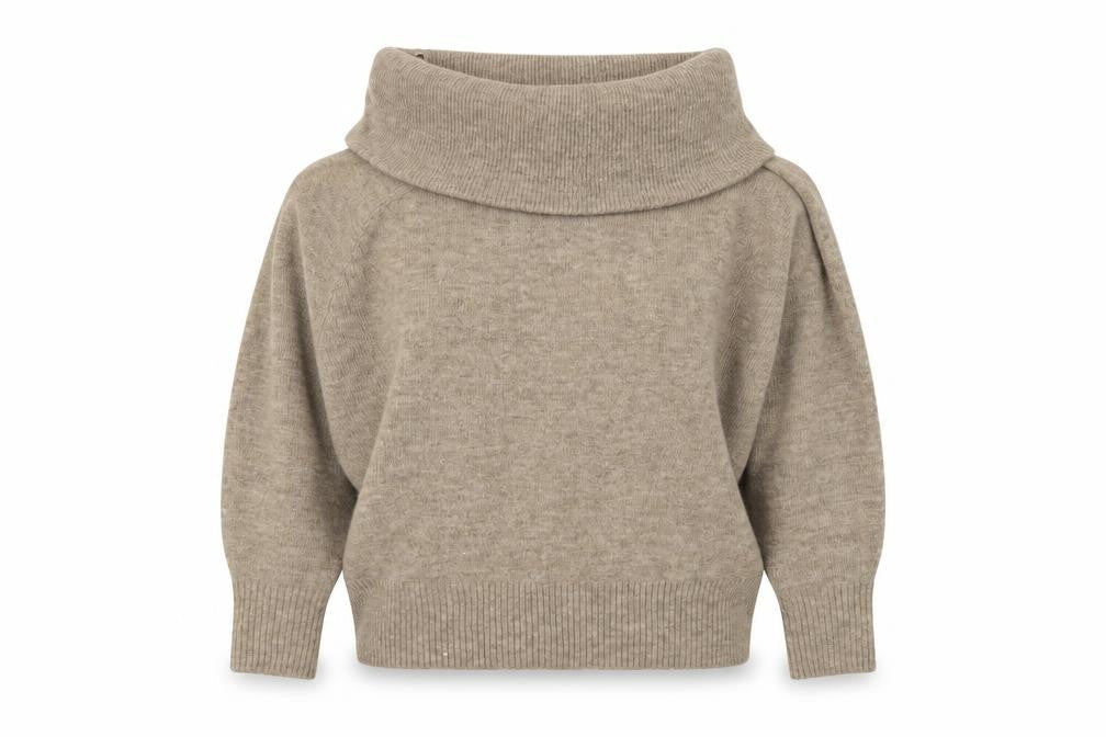 H&M Women Beige Cowl Neck Long Sleeve Pullover Jumper Size M