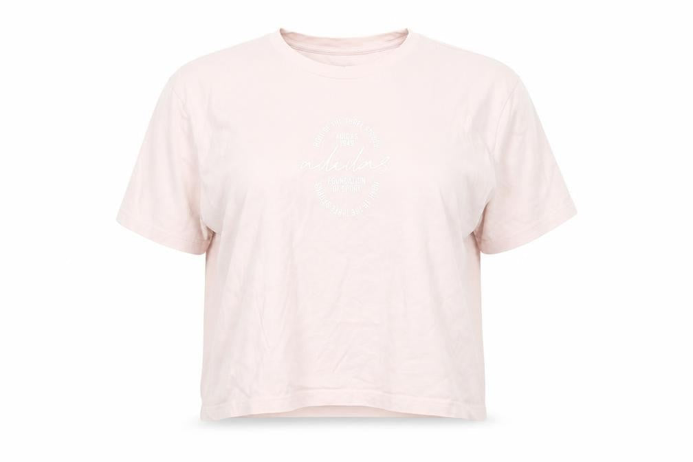 Adidas Women's Pink 2XL Basic Crew Neck Logo T-Shirt