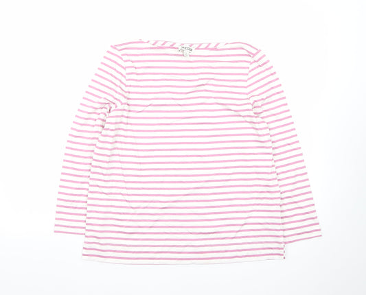 Jaeger Womens Pink White Striped Cotton Long Sleeve T-Shirt Size 12