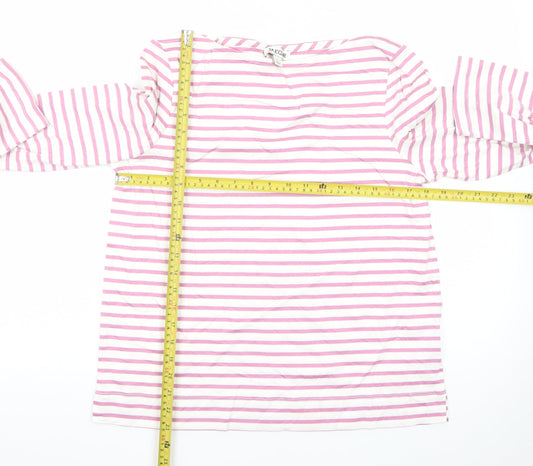 Jaeger Womens Pink White Striped Cotton Long Sleeve T-Shirt Size 12