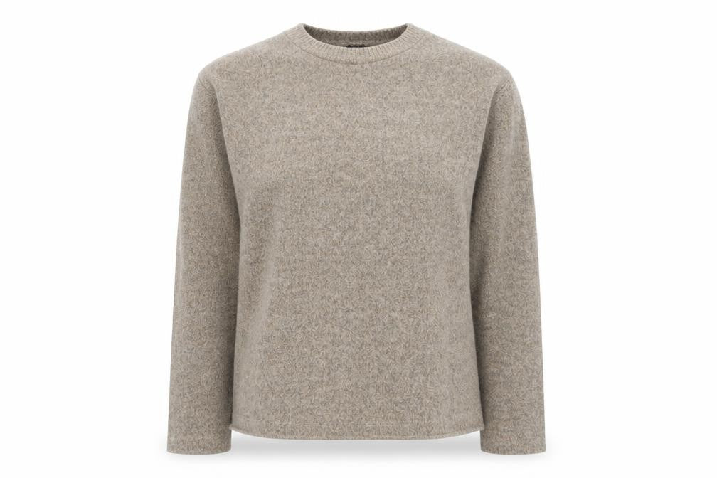 ZARA Women Beige Wool Blend Crew Neck Pullover Jumper Medium