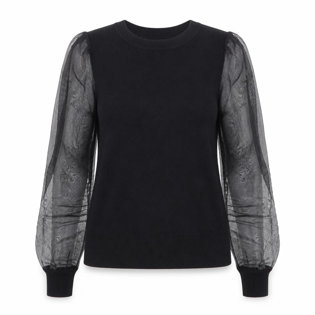 New Look Women’s Black Puff Sleeve Crew Neck Jumper Size 8