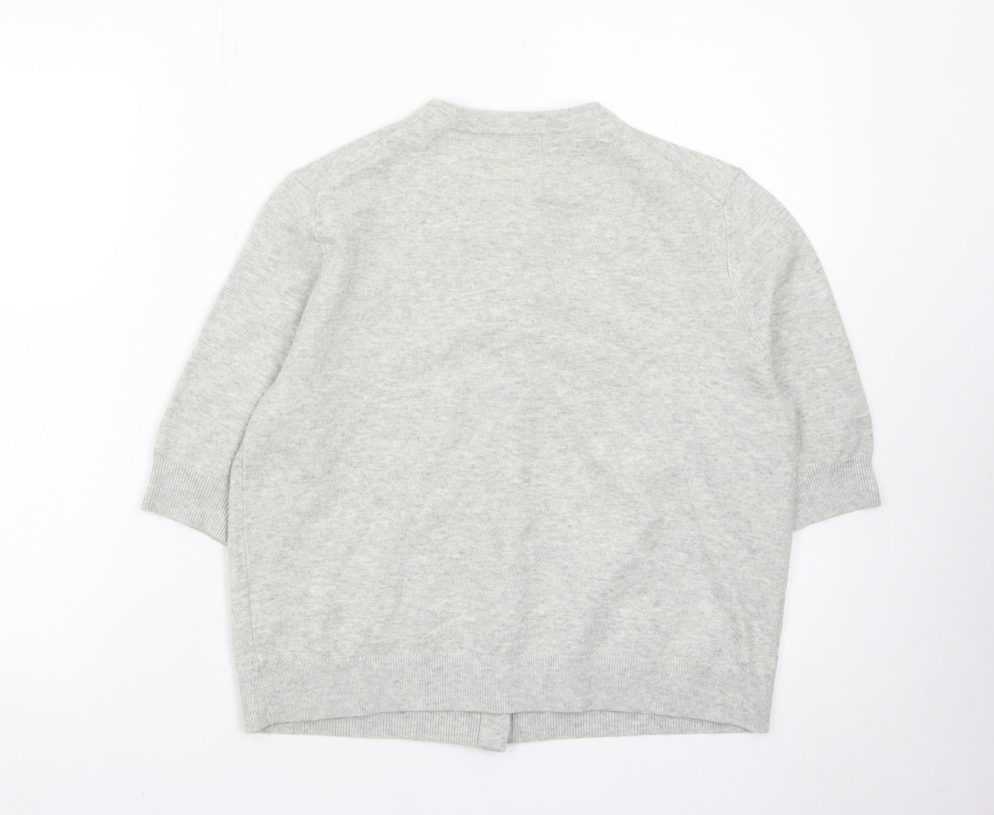 Marks and Spencer Women Grey Cardigan Medium Short Sleeve Knit