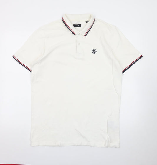 Jack & Jones Men's White XL Polo Shirt Short Sleeve Classic Fit