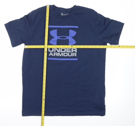 Under Armour Men's Navy Blue Loose Fit Crew Neck Logo T-Shirt Size L