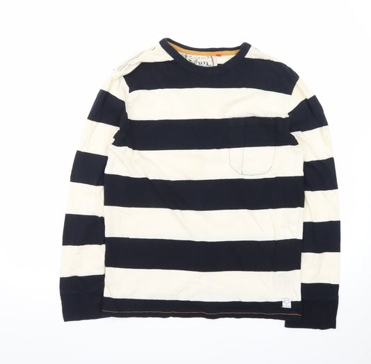 French Connection Men's Black White Striped Long Sleeve T-Shirt L