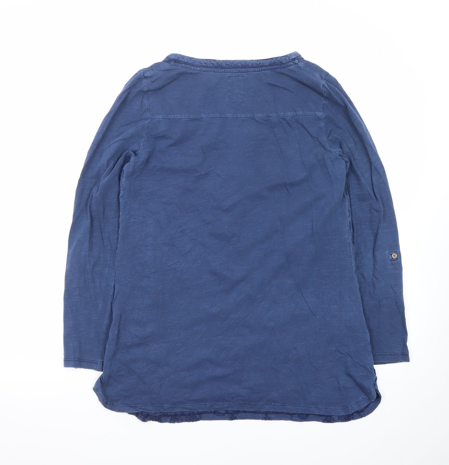 Mantaray Women's Blue Embroidered Cotton Tunic Blouse Size 12