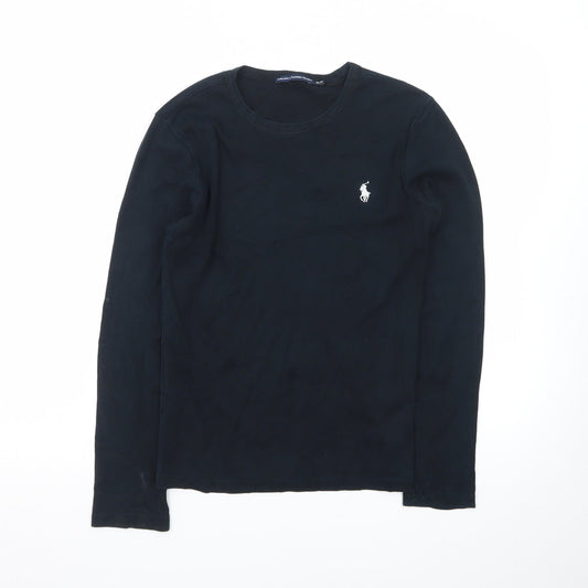Ralph Lauren Mens Black Long Sleeve Crew Neck Cotton T-Shirt M