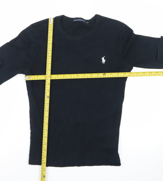 Ralph Lauren Mens Black Long Sleeve Crew Neck Cotton T-Shirt M