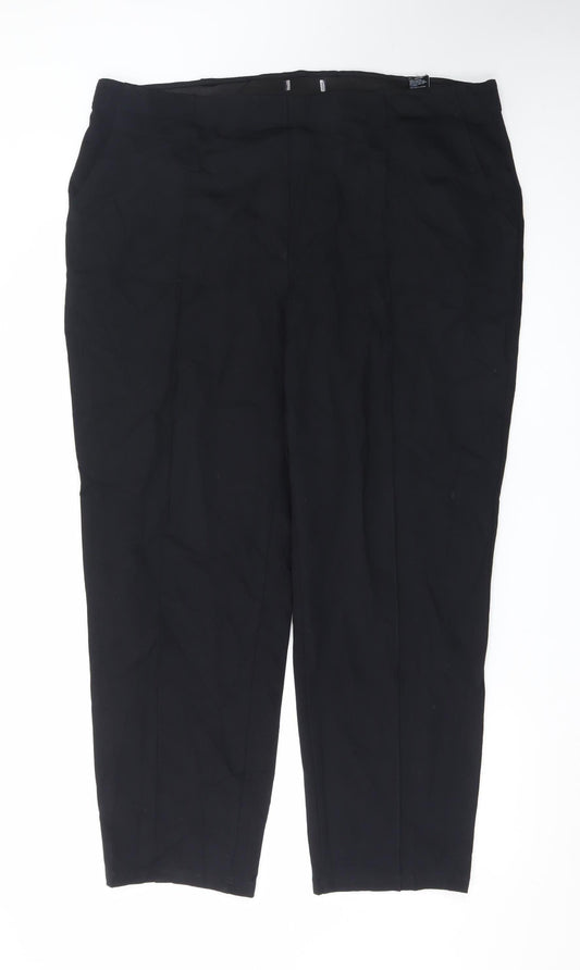 Marks and Spencer Women's Black Size 20 Straight Leg Stretch Trousers
