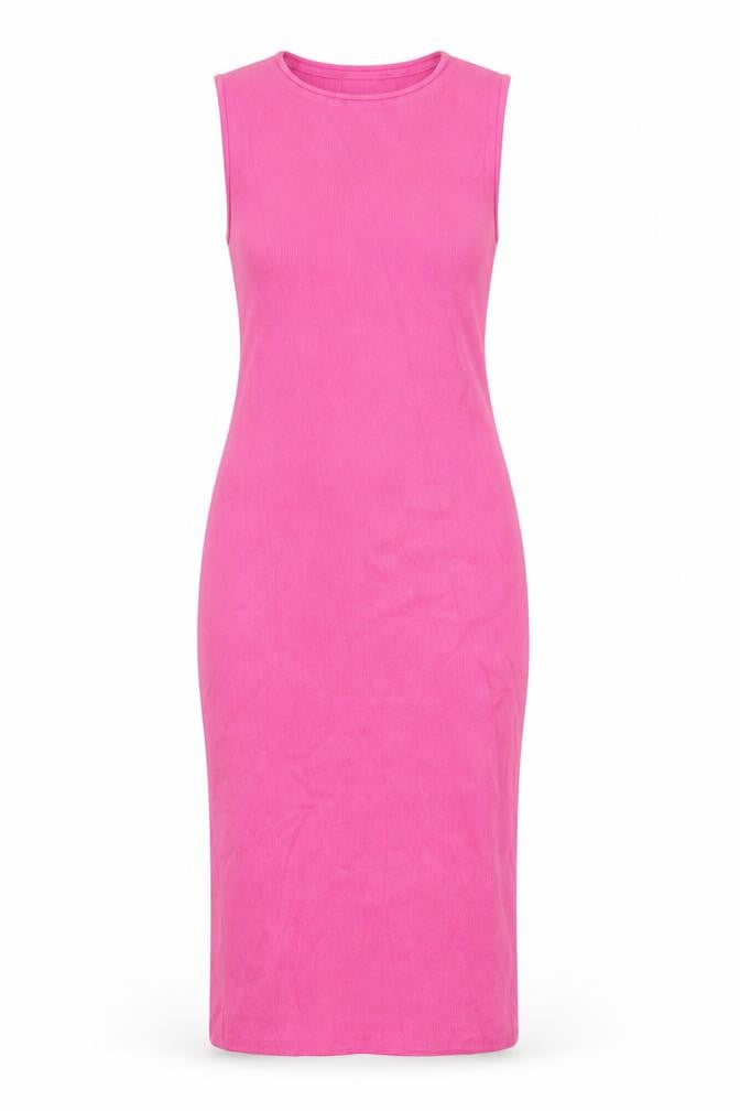 Front view of ASOS DESIGN Women Pink Sleeveless Bodycon Knit Dress, size 10