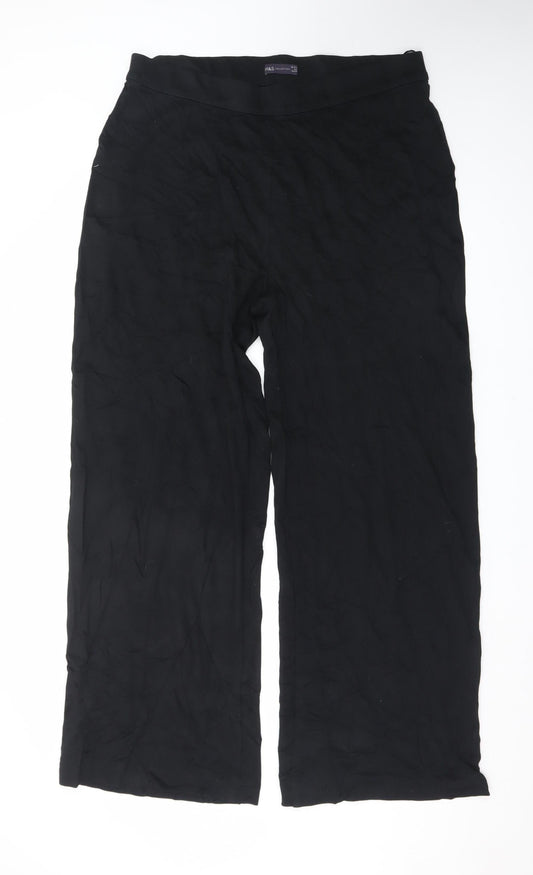Marks and Spencer Women's Black Size 18 Wide-Leg Trousers