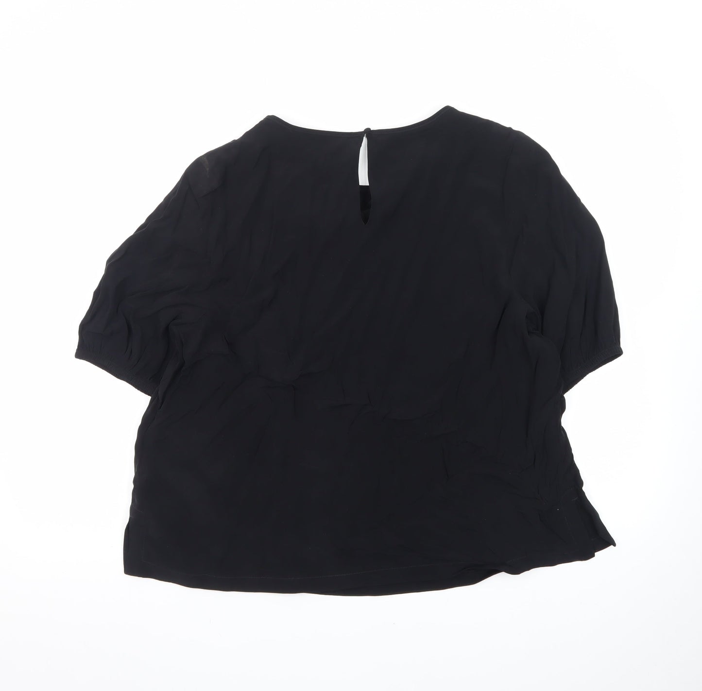 Marks and Spencer Women Black Silk Chiffon Blouse Size 16