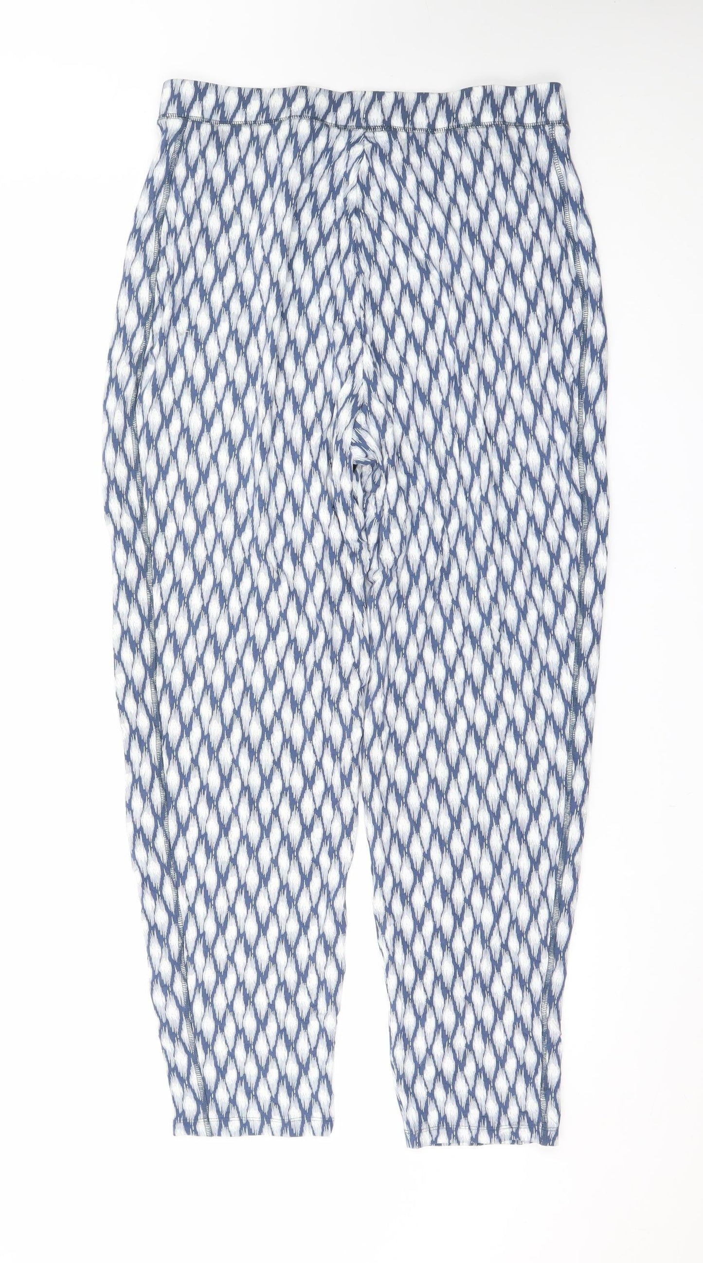 Marks and Spencer Women Blue Geometric Tapered Trousers Size 14