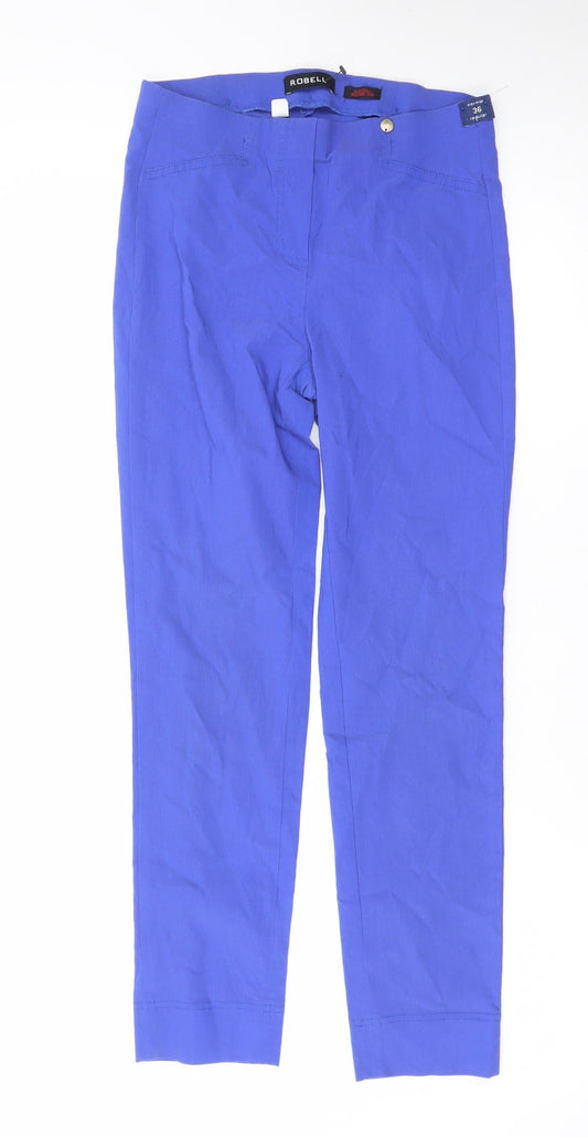 Robell Women Blue Size 8 Ankle Slim Stretch Trousers
