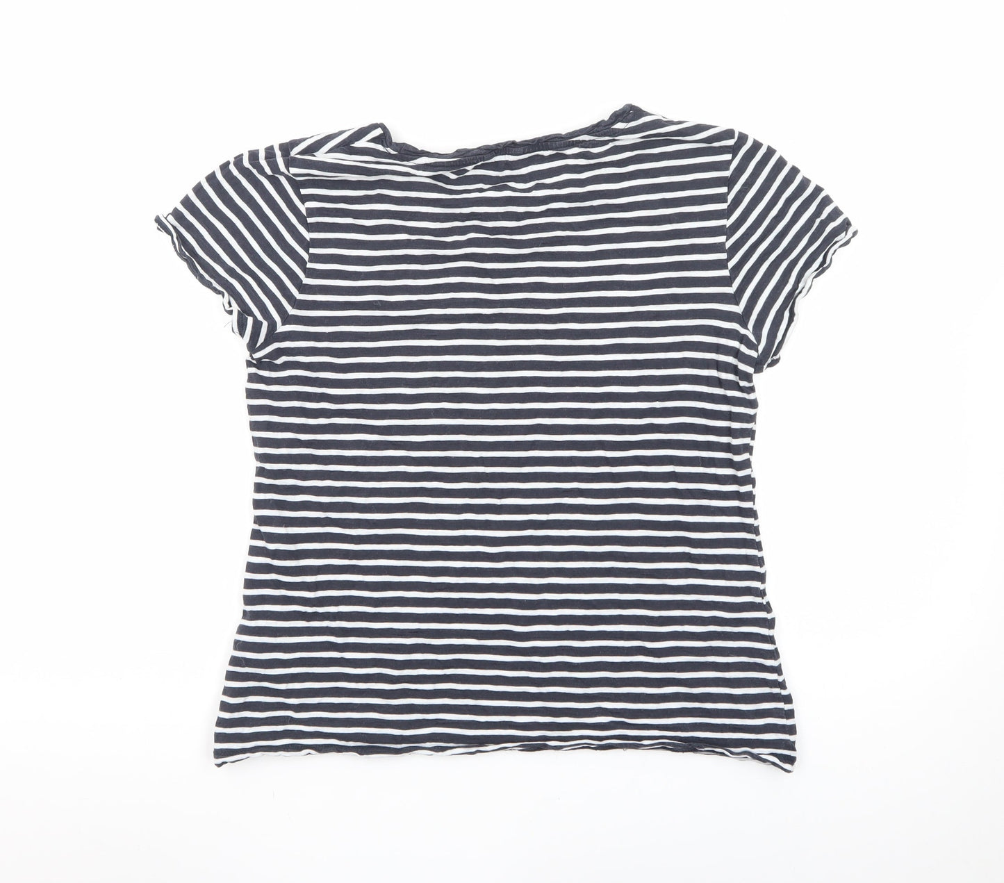 Jigsaw Women's Black Striped Cotton T-Shirt Size S