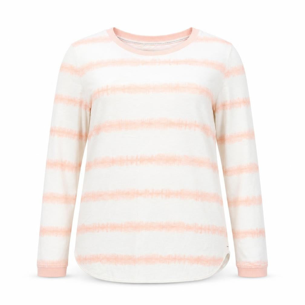 White Stuff Womens Pink Striped Long Sleeve Cotton T-Shirt UK 14