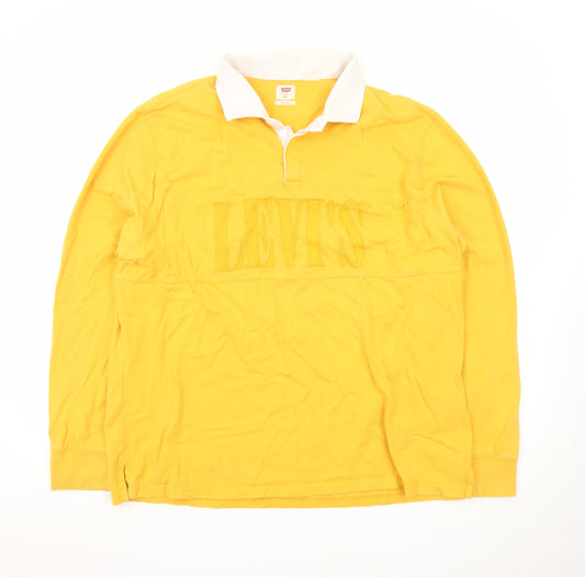 Levi's Men's Yellow Long Sleeve Relaxed Fit Polo XXL
