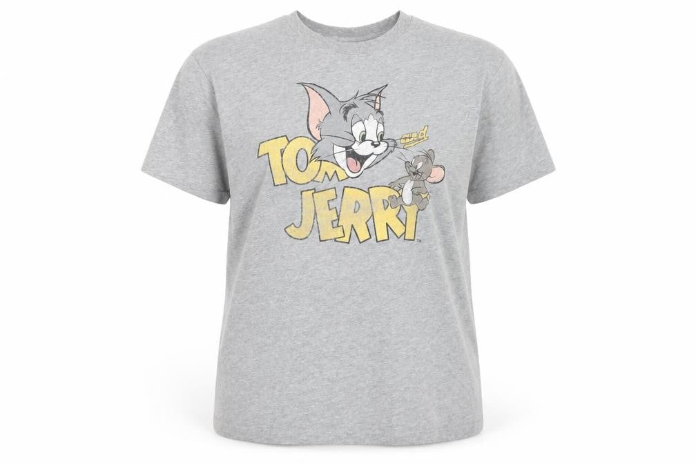 H&M Women's Grey Tom and Jerry Short Sleeve Cotton T-Shirt M