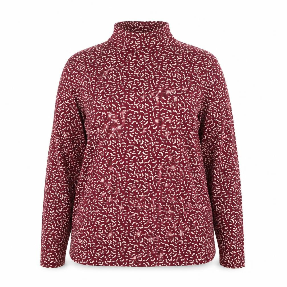 Marks & Spencer Womens Red Floral Roll Neck Long Sleeve Jersey Top Size 16