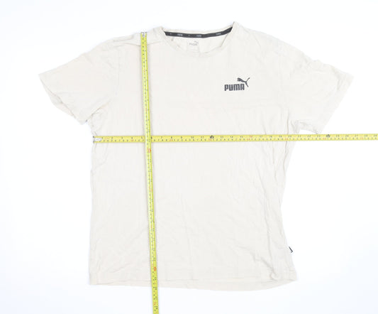 Puma Men's Beige Crew Neck Short Sleeve Cotton T-Shirt Size L