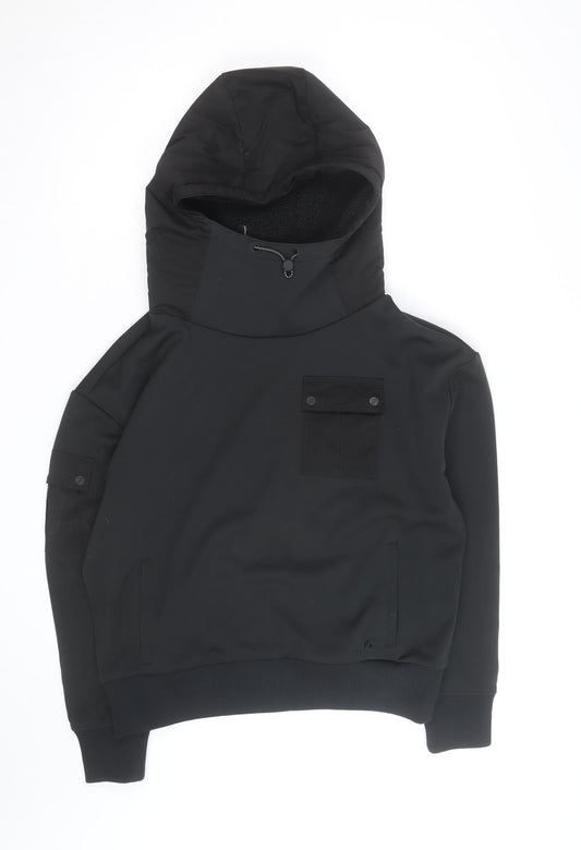ACAI Unisex Black Pull Over High Neck Fleece Lined Hoodie M