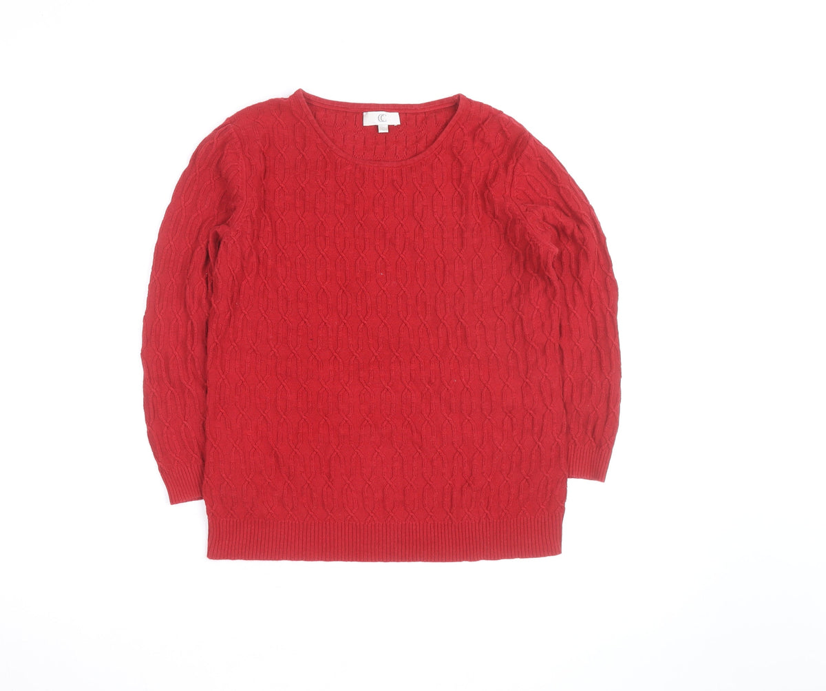 Back view of CC Red Cable-Knit Crew Neck Men's S jumper
