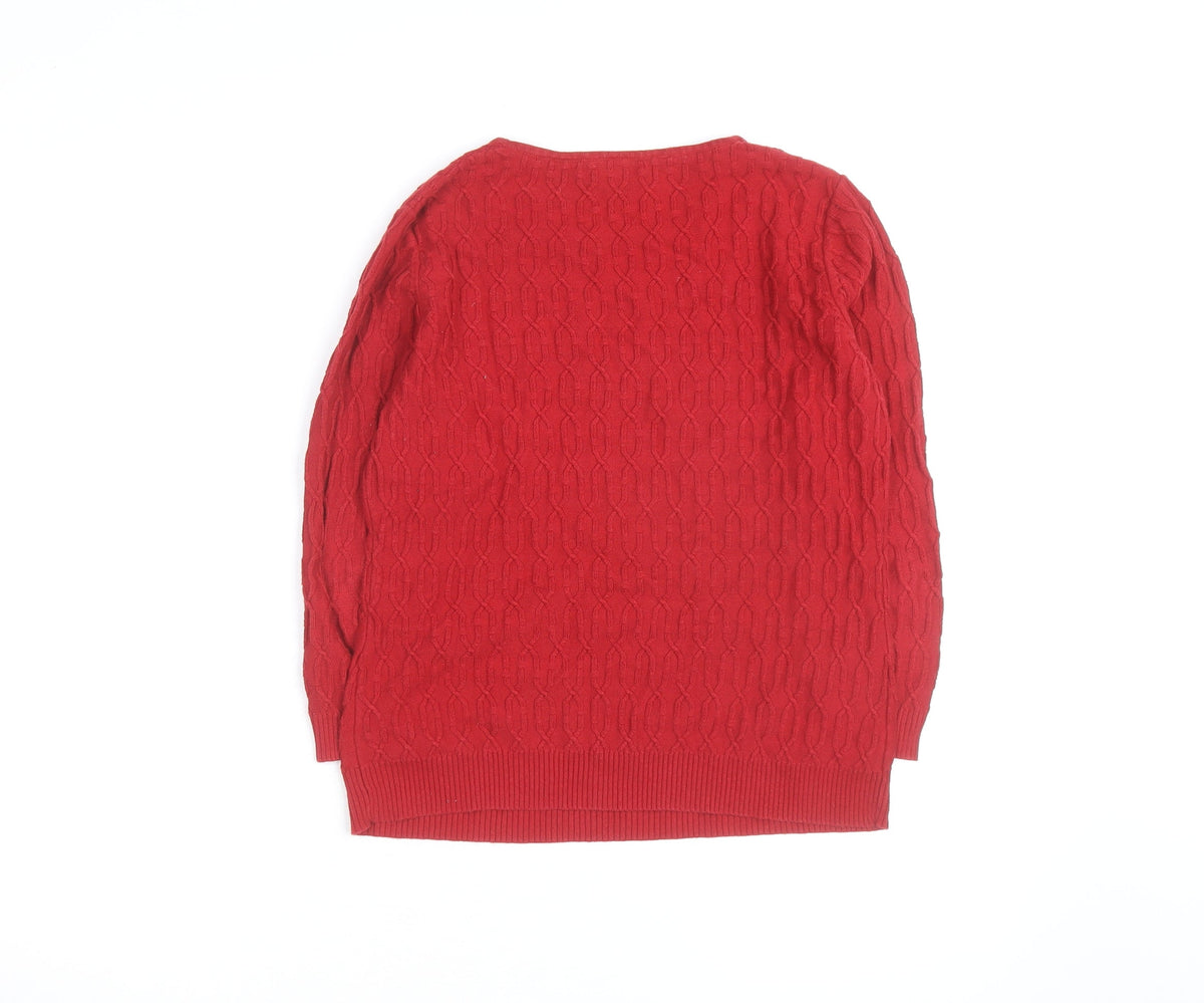 Brand and care label for CC Red Cable-Knit Crew Neck Men's S jumper