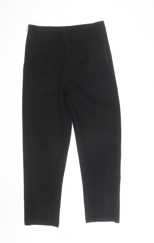 JCL Womens Black Ankle Tapered Stretch Zip Trousers Size M