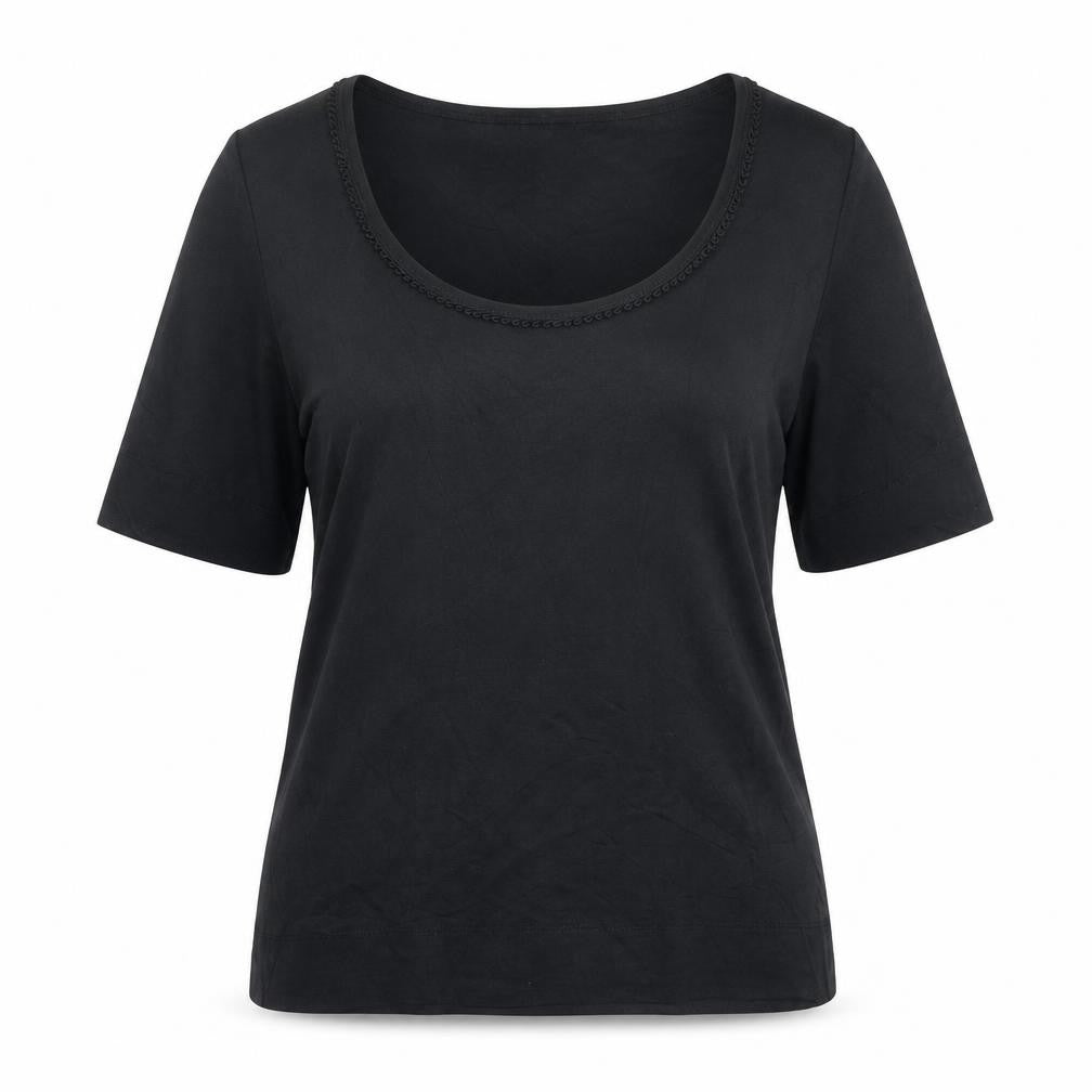Monsoon Women's Black Cotton Scoop Neck T-Shirt UK 14
