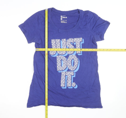 Nike Women's Blue Just Do It T-Shirt Size S Short Sleeve Cotton