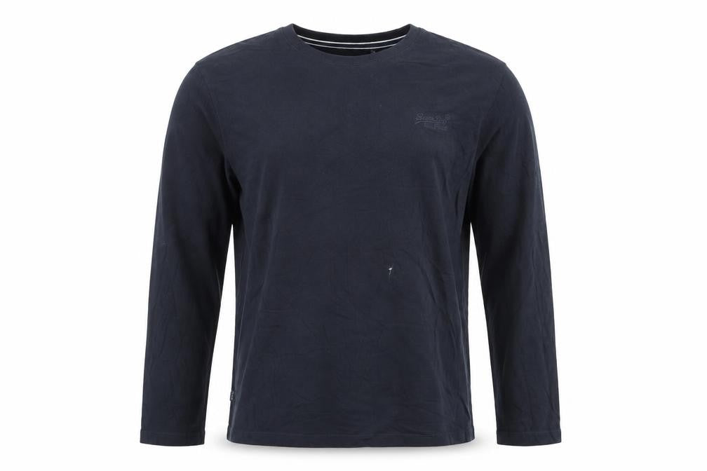 Superdry Men's Navy Blue Long Sleeve Organic Cotton Crew Neck Top XL