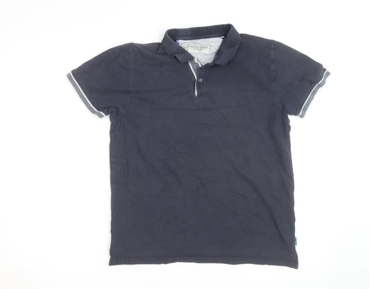 Racing Green Men's Blue Cotton Short Sleeve Polo Shirt Size M
