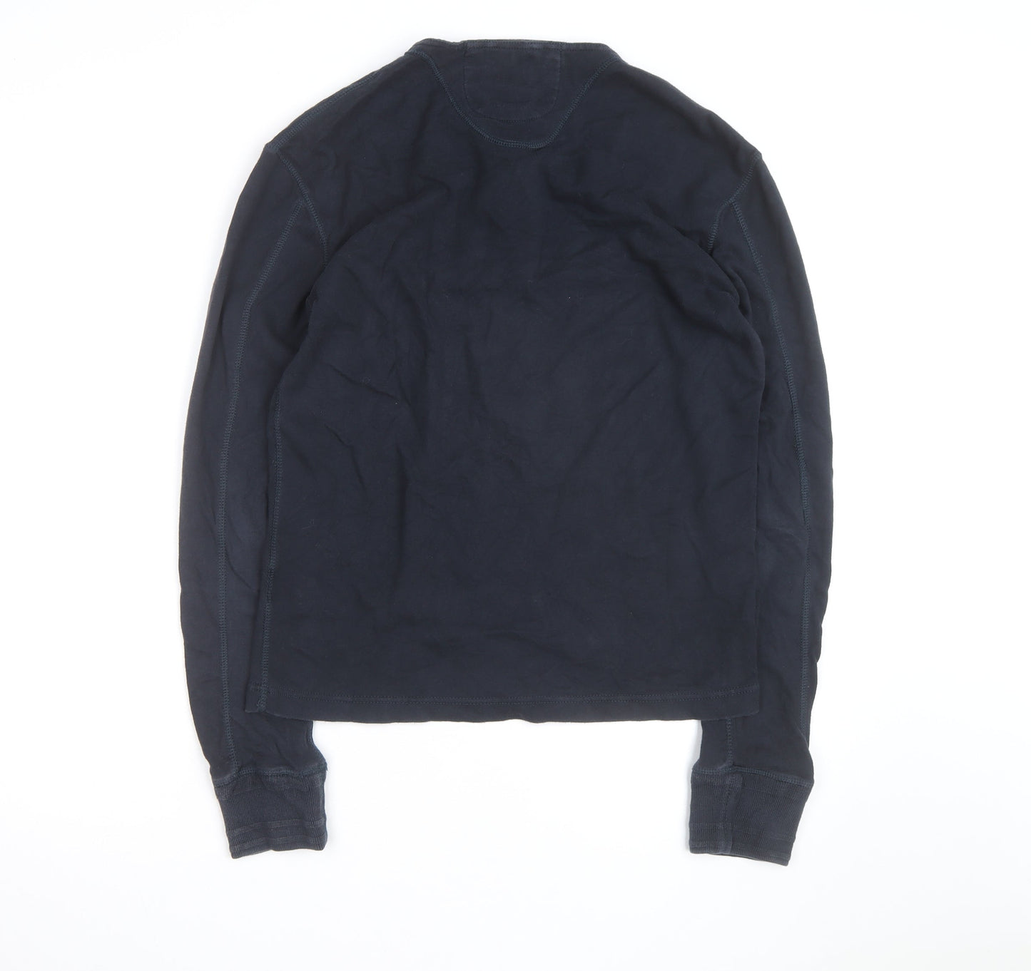 Superdry Men's Blue Henley Long Sleeve Cotton Top Size L