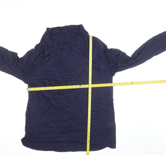Jaeger Women Blue Roll Neck Long Sleeve Viscose Jersey Blouse Size 18