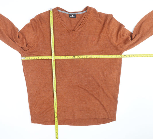 Jeff Banks Men's Brown Acrylic V-Neck Jumper XL Regular Fit